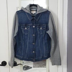 Torrid denim and terry hooded jean jacket